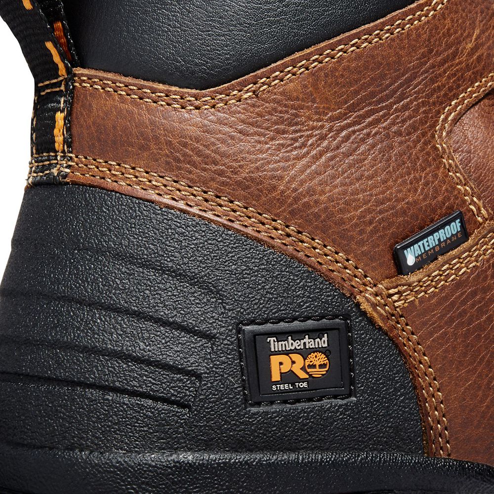 Timberland Μποτακια Εργασίας Ανδρικα Καφε/Μαυρα - Pro® Endurance 6\" Steel Toe - Greece 1095267-JY